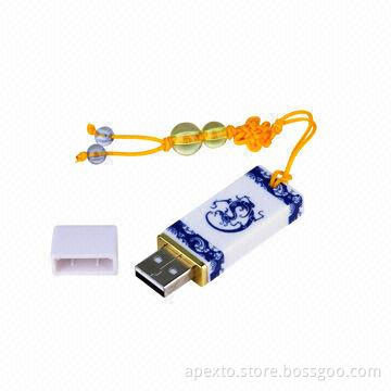 China Ceramic USB Memory Flash Drive with 512MB to 32GB Capacity